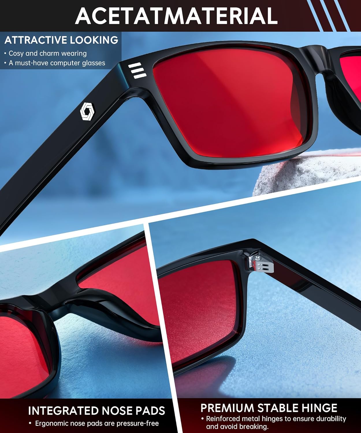 Blue Light Glasses Men Woman, Blue Light Blocking Glasses for Computer Gaming, Eye Strain Relief Eye Protection